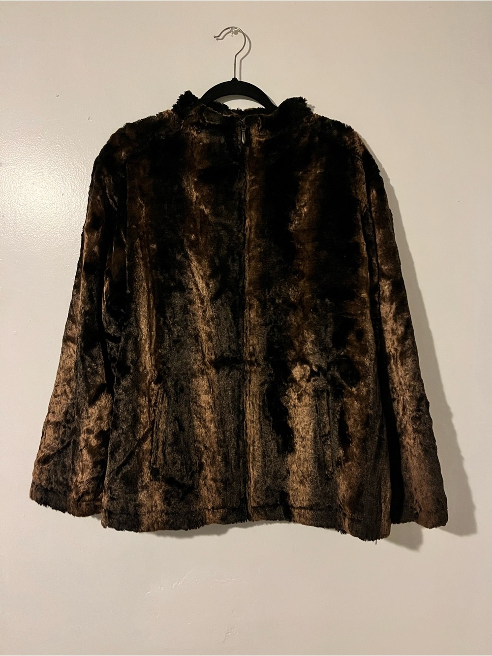 Chico's Plush Faux Fur Jacket in Dark Brown